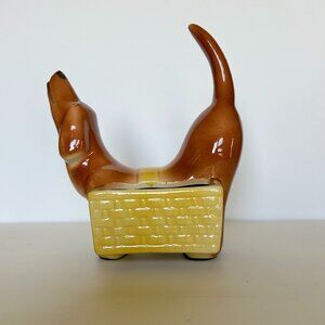 Vintage 1950s Ceramic Dachshund Wiener Dog Dresser Valet, Caddy, Planter